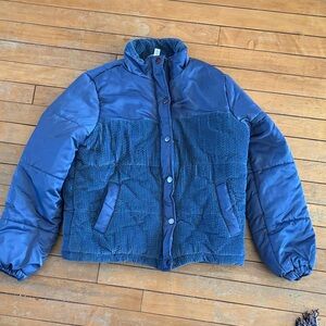 EUC Quilted Corduroy Puffer Jacket - Blue